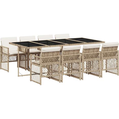 Maison Exclusive - Set da Pranzo da Giardino 9 pz con Cuscini Beige in Polyrattan (1/5)