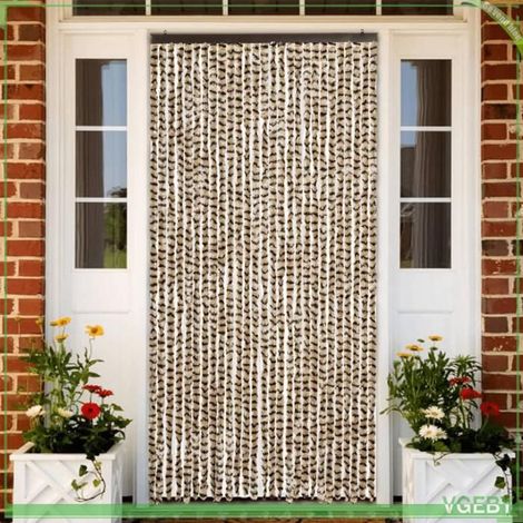 4004888 Rideau anti-mouches beige et marron 118x220 cm chenille (1/5)