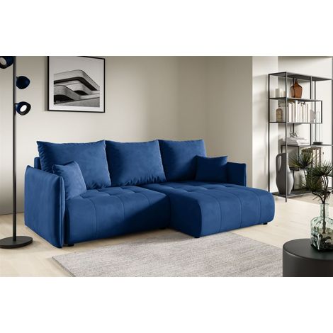 Ecksofa Schlafsofa CANIO Stoff Monolith Dunkelblau Ottomane Rechts (1/4)
