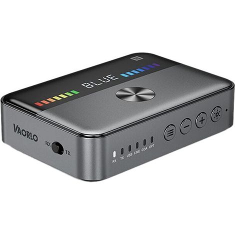 Adattatore convertitore DAC ottico coassiale DAC NFC 5.3 con ricevitore e trasmettitore audio NFC 5.3, luce RGB, USB, 3,5 mm, AUX, RCA, grigio, colore grigio. (1/2)