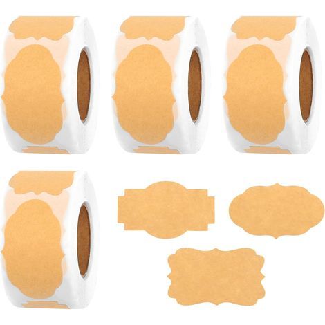 Lot de 1000 étiquettes autocollantes pour confiture, 4 rouleaux d'autocollants en papier kraft pour étiqueter, pots de confiture, sacs cadeaux, enveloppes (1/5)