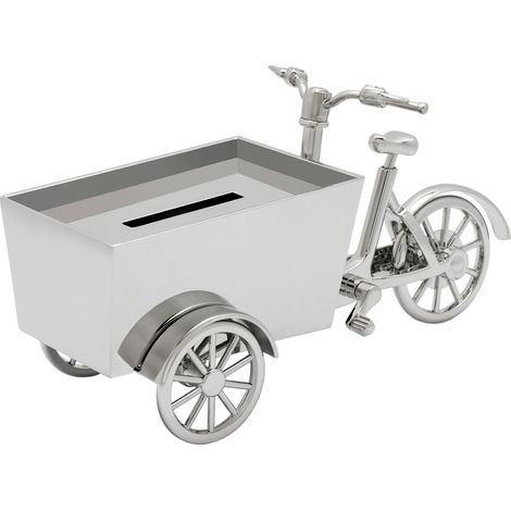 Salvadanaio argentato per bambini, elegante, ideale come regalo, con motivo cargo bike Dimensioni: 16x7 H 8 cm Codice articolo: ZV6165061 (1/2)