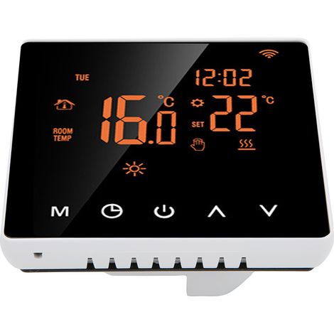 Thermostat WiFi Intelligent ME81H Ecran LCD Chauffage Sol Eau et Electrique Murale Chaudiere Gaz 230V Tuya Fond Orange Bouton Blanc 16A (1/5)