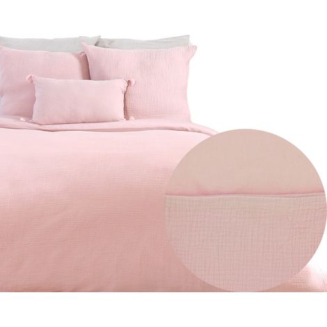 Parure de couette 260x240 FABRIK gaze de coton ROSE (1/2)