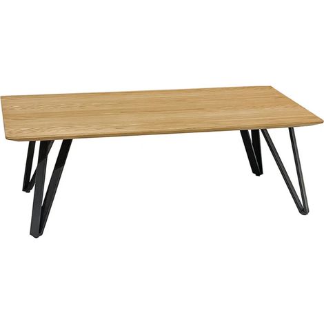 Table basse 120 cm placage bois naturel pieds métal noir – ONYX 2
