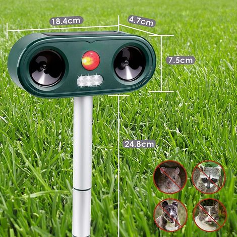 Répulsif Chat Jardin À Ultrasons - 5 Modes - Alimenté Par USB Ou Solaire - Répulsif Chats Avec Piquet Au Sol (1/5)