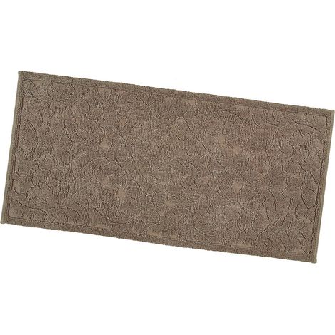 Tappeto Morbido Cotone Tinta Unita Scendiletto Bagno Camera Assorbente Antiscivolo Tortora - 53x110 cm (1/5)