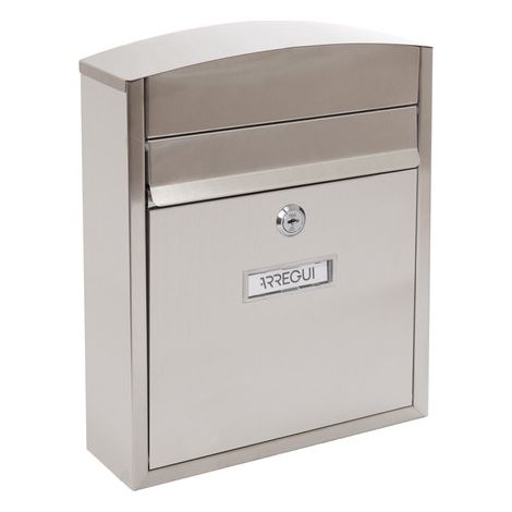 ARREGUI Compact E5737 Buzón Exterior de Acero Inoxidable, Tamaño S (Correo DIN A5), Buzón de Pared Pequeño, Buzón de Correo Individual, Antilluvia, Anticorrosivo, Fácil de Instalar, Inox