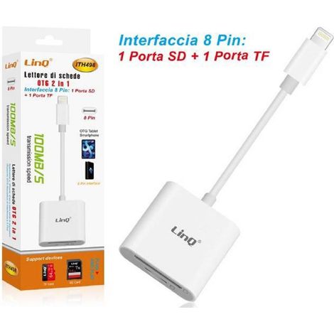Trade Shop - 2-in-1-OTG-Speicherkartenleser mit Lightning-Schnittstelle, Micro-SD/TF, ITH498 - (1/2)