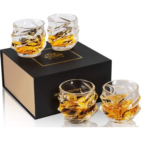 4 Pièces Verre a Whisky, Verres en Cristal pour Scotch, Martini, Whisky, Cognac, Belle Boîte Cadeau, 320 ml (1/5)