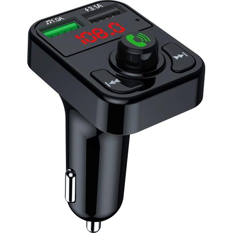 Transmetteur FM de Voiture Kit de Voiture Bluetooth Mains Libres Lecteur MP3 3.1A Charge Rapide