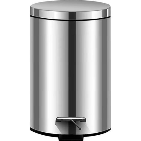 Poubelle ronde à pédale, acier inoxydable, 7 L, argent (1/2)