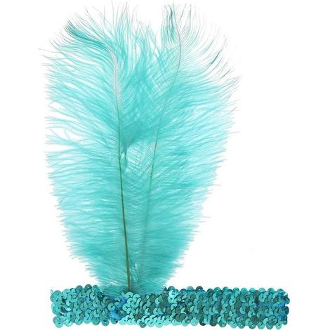 Fascia per capelli retrò con piume turchesi