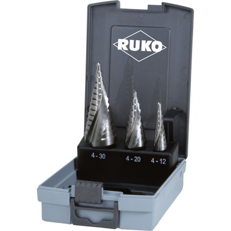 RUKO 101026RO Stufenbohrer-Set 3teilig 4 - 12 mm, 4 - 20 mm, 4 - 30 mm HSS   3-Flächenschaft 1 Set (1/5)