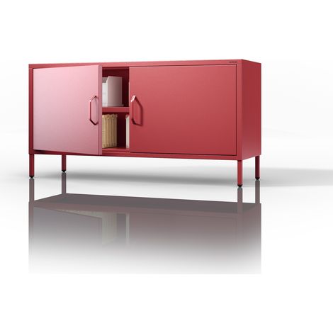 Meuble de TV industriel ROSA, 1150 x 595 x 400 mm, Modern: rouge