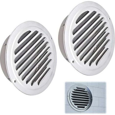 2-teiliges rundes Belüftungsgitter, 100 mm großes Belüftungsgitter aus rostfreiem Stahl, Belüftungsgitter mit Insektenschutz für Filets, Belüftungsgitter für den Außenbereich, für Garage, Küche, Badez (1/5)