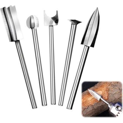 Jeu de Mèches de Sculpture sur Bois pour Dremel 5 Pièces Différents Outils de Sculpture en Bois Mèches 1/8 de pouce adapté à la sculpture sur bois, bricolage, polissage, gravure, polissage (1/4)