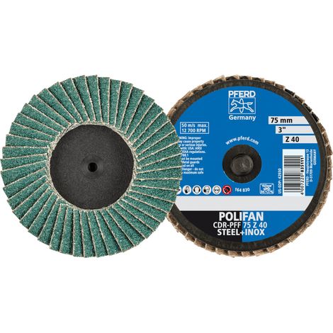 PFERD TOOLS COMBIDISC Zirkon Mini-POLIFAN CDR Ø 75 mm Z40 für gehärteten Stahl 10 Stk