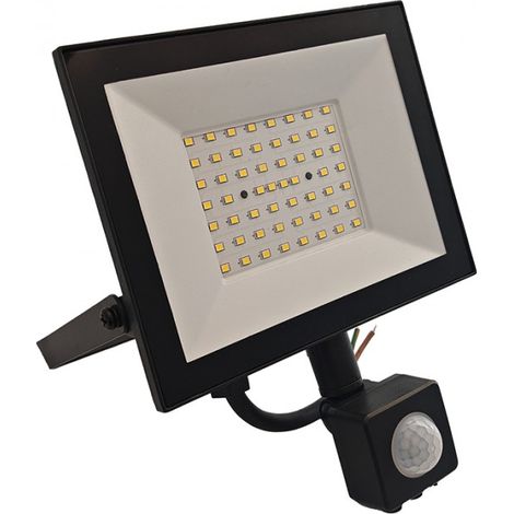 Projecteur LED 50W PIR noir 4000K 4500lm IP54 Ecolight