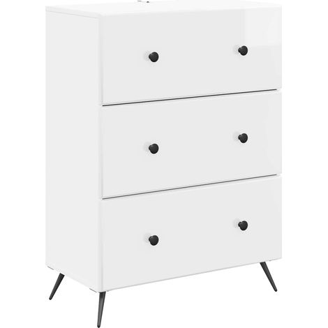 Mobile con Cassetti Bianco Lucido 66 x 34,5 x 90 cm vidaXL