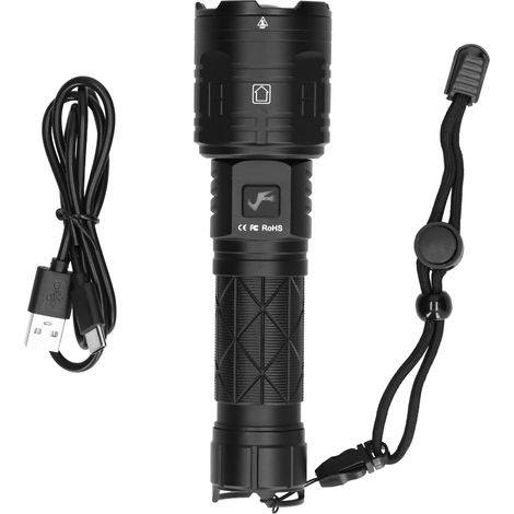 Lampe Torche LED Rechargeable USB, 16 Cœurs, 5 Niveaux Lumineux, 2 Modes, pour Camping et Urgence Extérieure (1/5)