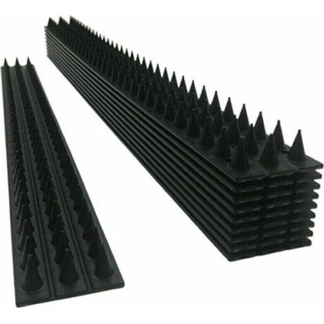 Coocheer – Pack de 10 pointes anti-oiseaux pour murs et clôtures – en plastique noir – dimensions 500 × 45 × 17 mm – protection efficace contre les oiseaux (1/4)