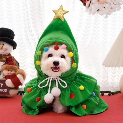 Déguisement de Noël pour chien et chat - Cape d'elfe pour chiots et chatons, Sapin de Noël pour petits animaux - Cadeaux du Père Noël (1/5)