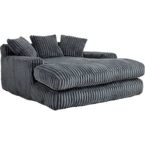 Modernes Cord-Schlafsofa Cloud Couch mit 3 weichen Kissen, bequemes Einzelsitz-Bodensofa für Wohnzimmer Wohnung Büro (Dunkel Grau) (1/5)