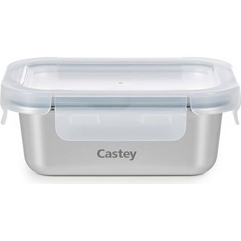 Castey Contenitore Ermetico Rettangolare KeepandGo Borosilicato C-ABO1040 Adatto a Microonde e Congelatore