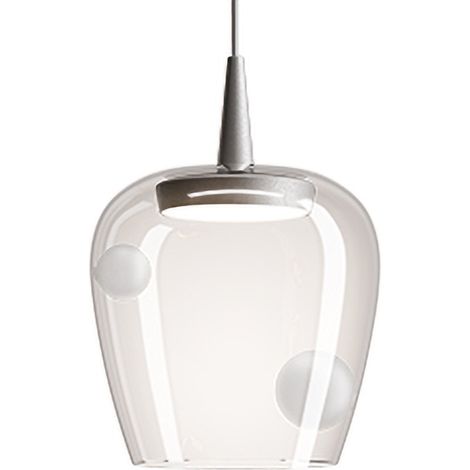 Zafferano Lampada a sospensione Bilia 230V in vetro borosilicato soffiato a bocca con finitura alluminio sabbiato LED 8W 3000K dimmerabile TRIAC