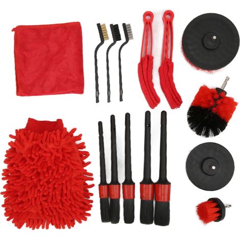 Kit de 16 brosses de nettoyage pour perceuse électrique, compatible avec les pneus, pots d'échappement, pare-chocs et garde-boue de voitures, camions et vélos. (1/5)