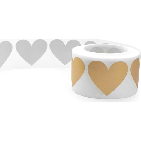 Pegatinas de corazones para rascar, 35x30 mm, color dorado, 300 unidades