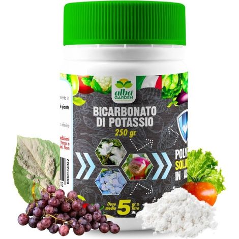 Bicarbonato di Potassio per Agricoltura Biologica Contro Malattie Fungine Oidio Muffa Grigia Peronospora x 250 g