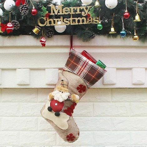 Chaussettes de Noël - Sac cadeau avec décoration à suspendre, styles aléatoires (1/5)