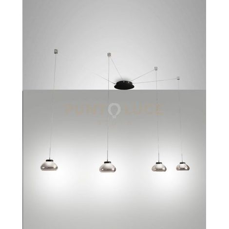 ARABELLA SOSPENSIONE FUME' 4 LUCI SPOSTABILE A LED 3000K - 32W - 3020 lm DIMMERABILE SMART C/ACC.