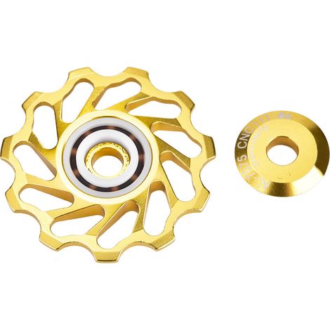 1 Paire de Poulie de Guidage Vélo en Céramique MEIJUN, Roue de Renvoi Arrière (11T, Doré) (1/5)