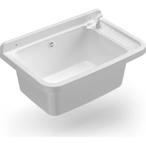 Pilozzo Parete Bianco 59x39x28 cm Resina con Dispenser e Kit Fissaggio (1/5)