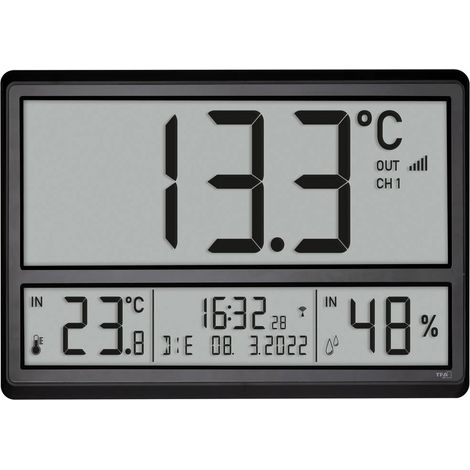TFA Dostmann 60.4523.01 Radiocontrollato Orologio da parete 36 cm x 23.5 cm x 2.8 cm Nero Display grande (1/5)