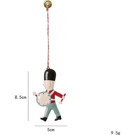 Décorations de sapin de Noël en métal, mini suspensions style nordique, ornements festifs en forme de soldat jouant du tambour, accessoires pour arbre de Noël, lot de 2 pièces (1/5)