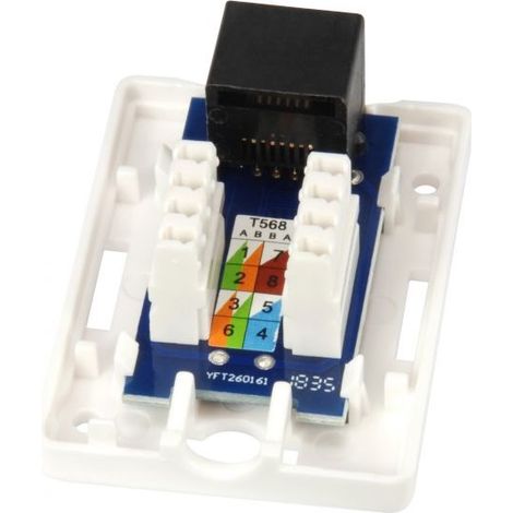 ROSETA DE SUPERFICIE CATEGORIA 5e 1 HEMBRA RJ45 COLOR BLANCO
