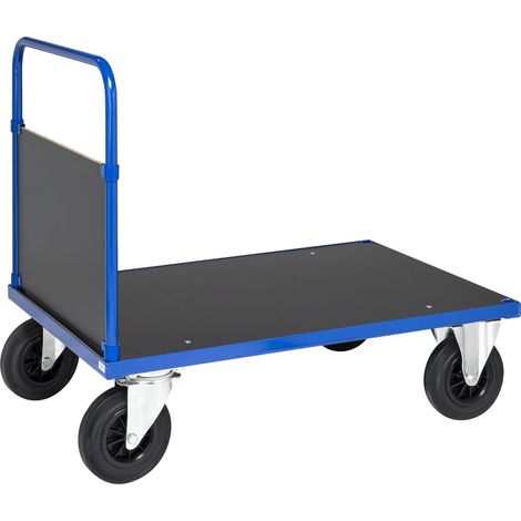 Kongamek Plattformwagen in blau 1000x700x900mm mit geschlossenem Schiebegriff und Gummibereifung ohne Bremse