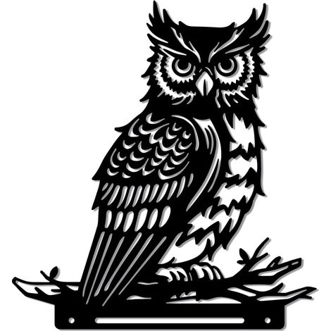 1 Décoration de jardin, Hibou en métal, Silhouette d'oiseau, Fer durable, Pour extérieur, Arbre et mur (1/5)