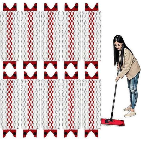 Compatible avec les tapis de balai à franges en microfibre Oceda ProMist MAX, tapis de balai à franges lavables à double effet, adaptés au nettoyage des sols humides et secs, paquet de 3, rouge. (1/5)