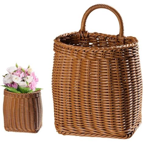 Panier en osier - panier de rangement mural écologique - fabriqué en polypropylène , étagère de rangement pour la cuisine - des oignons - de l'ail (1/5)