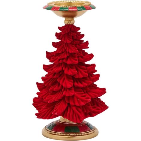 EDG Enzo De Gasperi Portacandela Pino Natalizio H36 cm Verde Rosso – Decorazione di Natale (1/5)