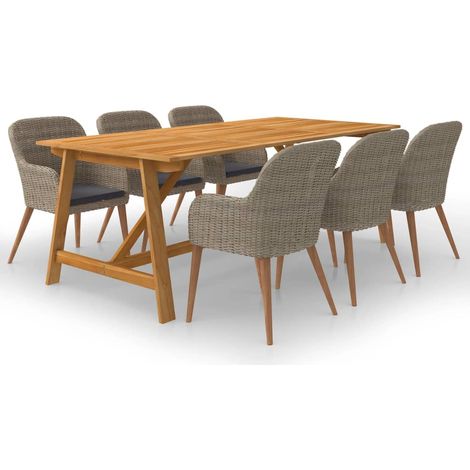 Juego de comedor para jardín 7 piezas marrón vidaXL (1/5)