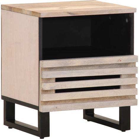 Maison Exclusive - Tables de chevet 2 pcs 40x34x46 cm bois manguier massif blanchi (1/5)