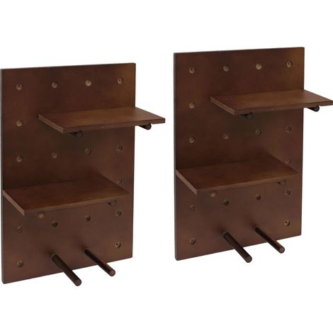 Set de 2 panneaux muraux HWC-P24, décoration murale et étagère modulaire 60x40 cm FSC- marron (1/5)