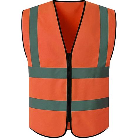 Gilet de Sécurité Haute Visibilité Orange avec Bretelles - Lot de 8 - Sans Poche - pour Chantier, BTP, Assainissement et Paysagisme-lsw