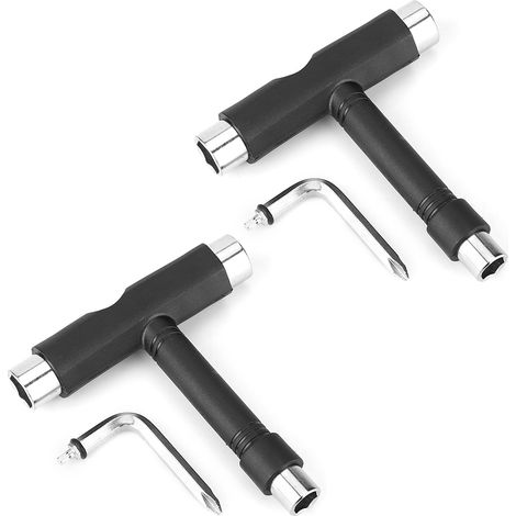 2 ensembles en acier Durable Portable en plastique recouvert de planche à roulettes T forme Skate clé outil de réparation accessoire. (1/5)